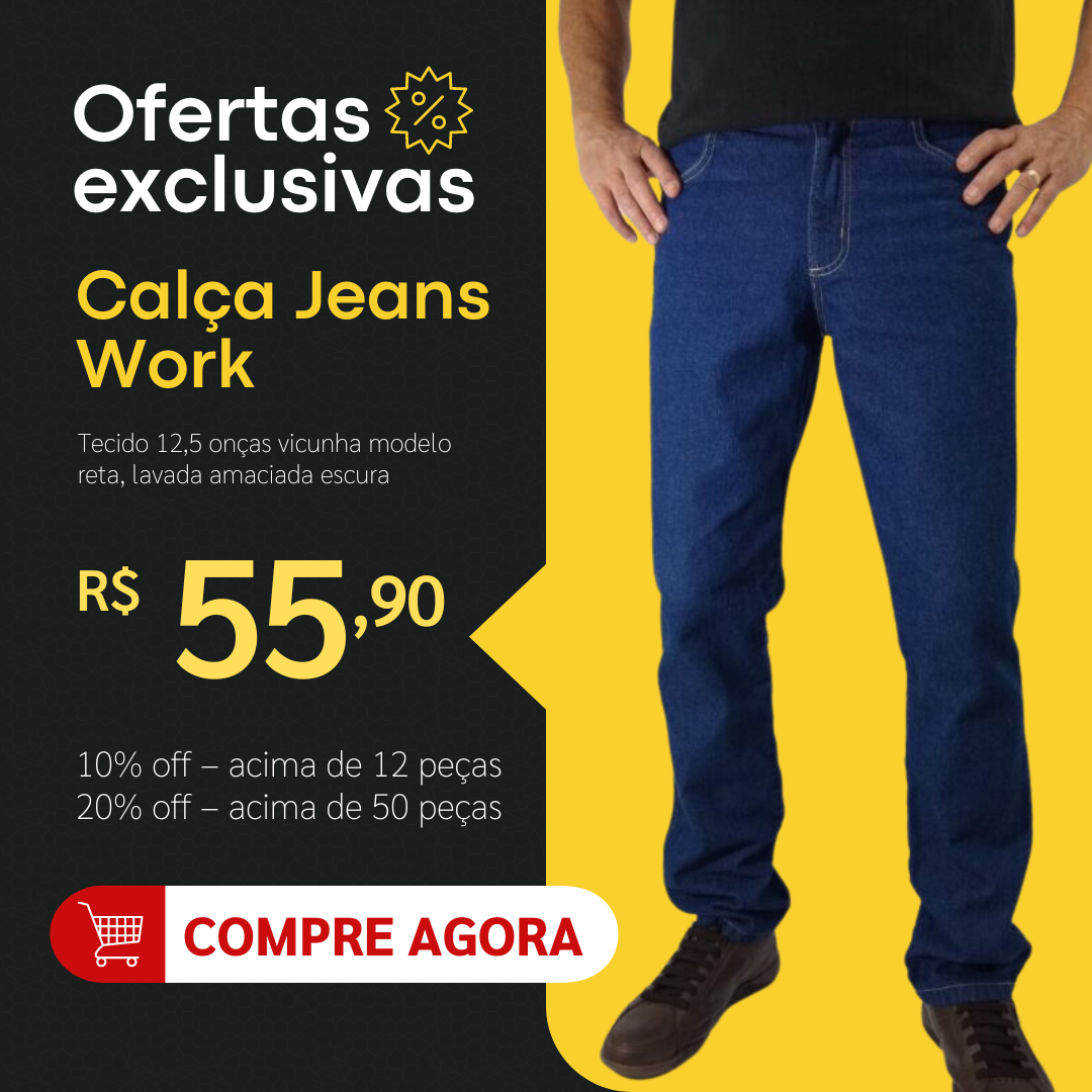 Calça Jeans Masculina Reta com Elastano – Lavagem Escura