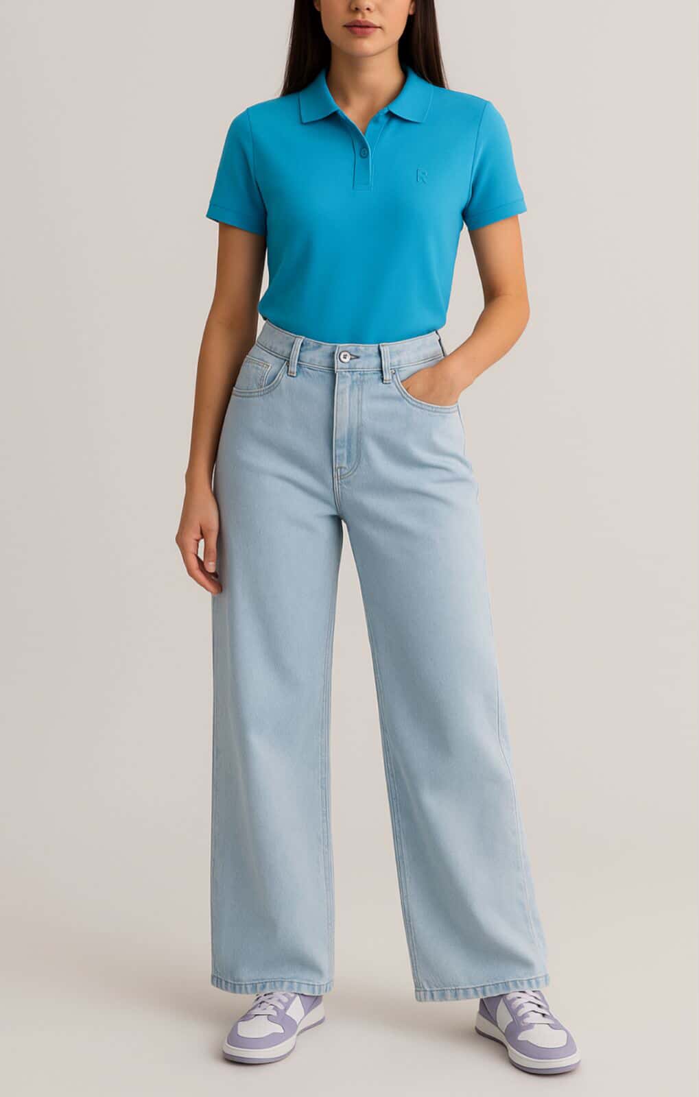 calça wid leg- lavagem clara - Imagem 2