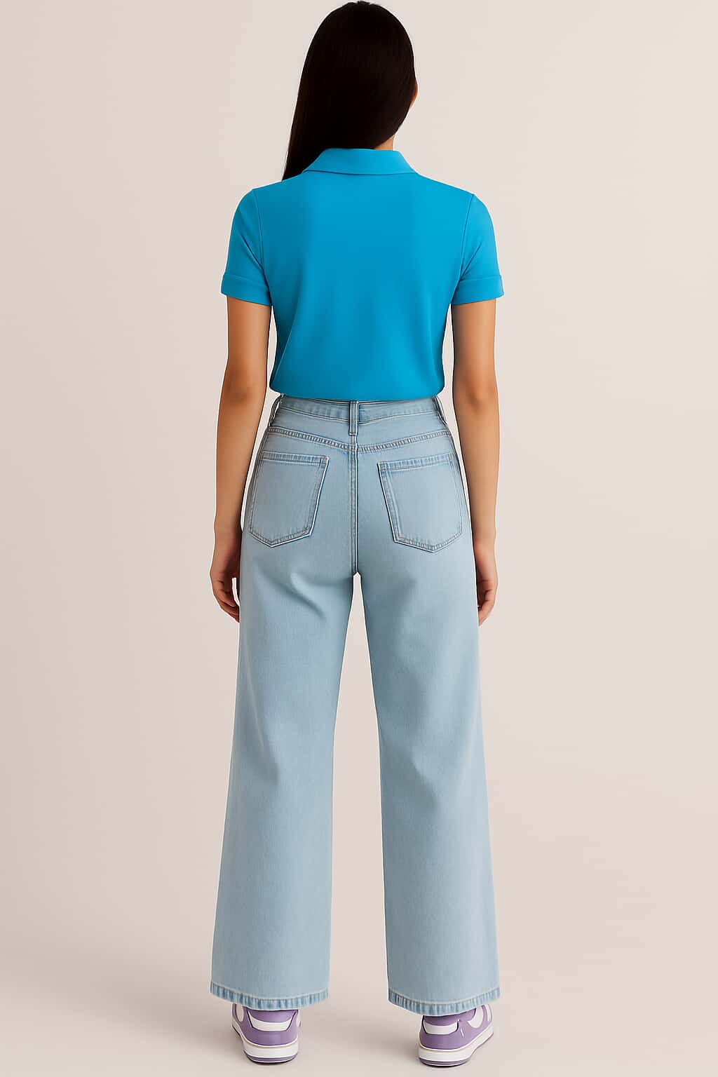 calça wid leg- lavagem clara - Imagem 3